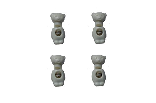 4 Kordelstopper niedliche Bärchen 32x15 mm weiß von Nähstübl