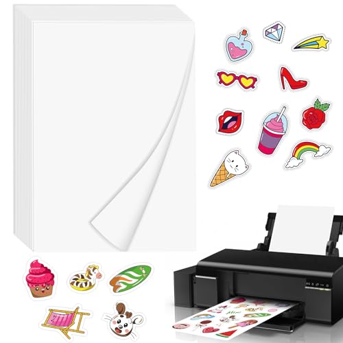 30 Stück A4 Aufkleberfolie Selbstklebend Vinylfolie, Weiß Matte Selbstklebend Aufkleber zum Bedrucken, Druckerpapier Schnell Trocknen Stickerpapier für Tintenstrahldrucker Laserdrucker von Nafafosa