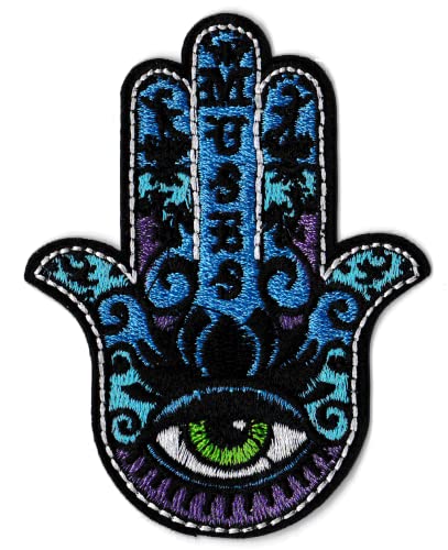 Aufnäher / Aufnäher, Motiv: Hand Fatima, Khamsa, bestickt, zum Aufbügeln, Berber von NagaPatches