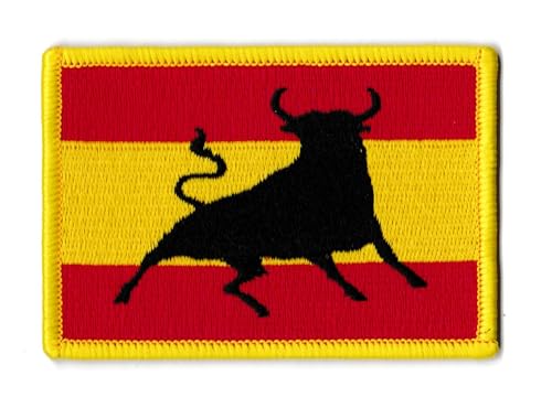 Aufnäher Spanien Stier Flagge Spanien bestickt zum Aufbügeln von NagaPatches