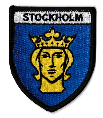 Aufnäher Stockholm, Wappen, bestickt, zum Aufbügeln, Schweden von NagaPatches