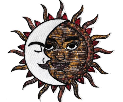 Backpatch, Mond, Sonne, Cosmisch, Rücken-Patch, groß, zum Aufbügeln von NagaPatches