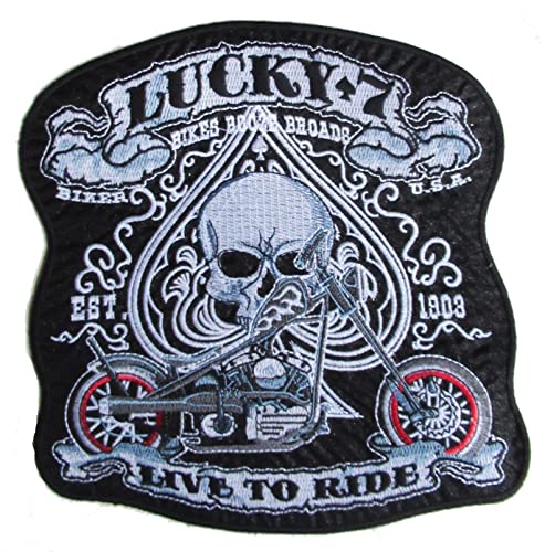 Backpatche Rückenpatch Biker Lucky 7 Rücken groß Größe zum Aufbügeln von NagaPatches