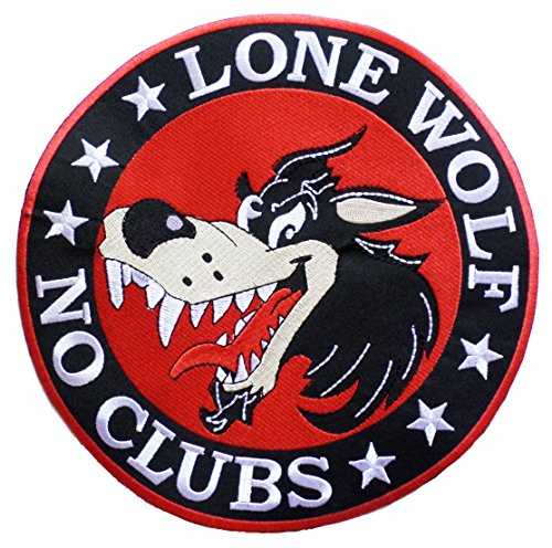 Patch-Rückenaufnäher, zum Aufbügeln, Aufschrift: „Lone Wolf No Clubs“ von NagaPatches