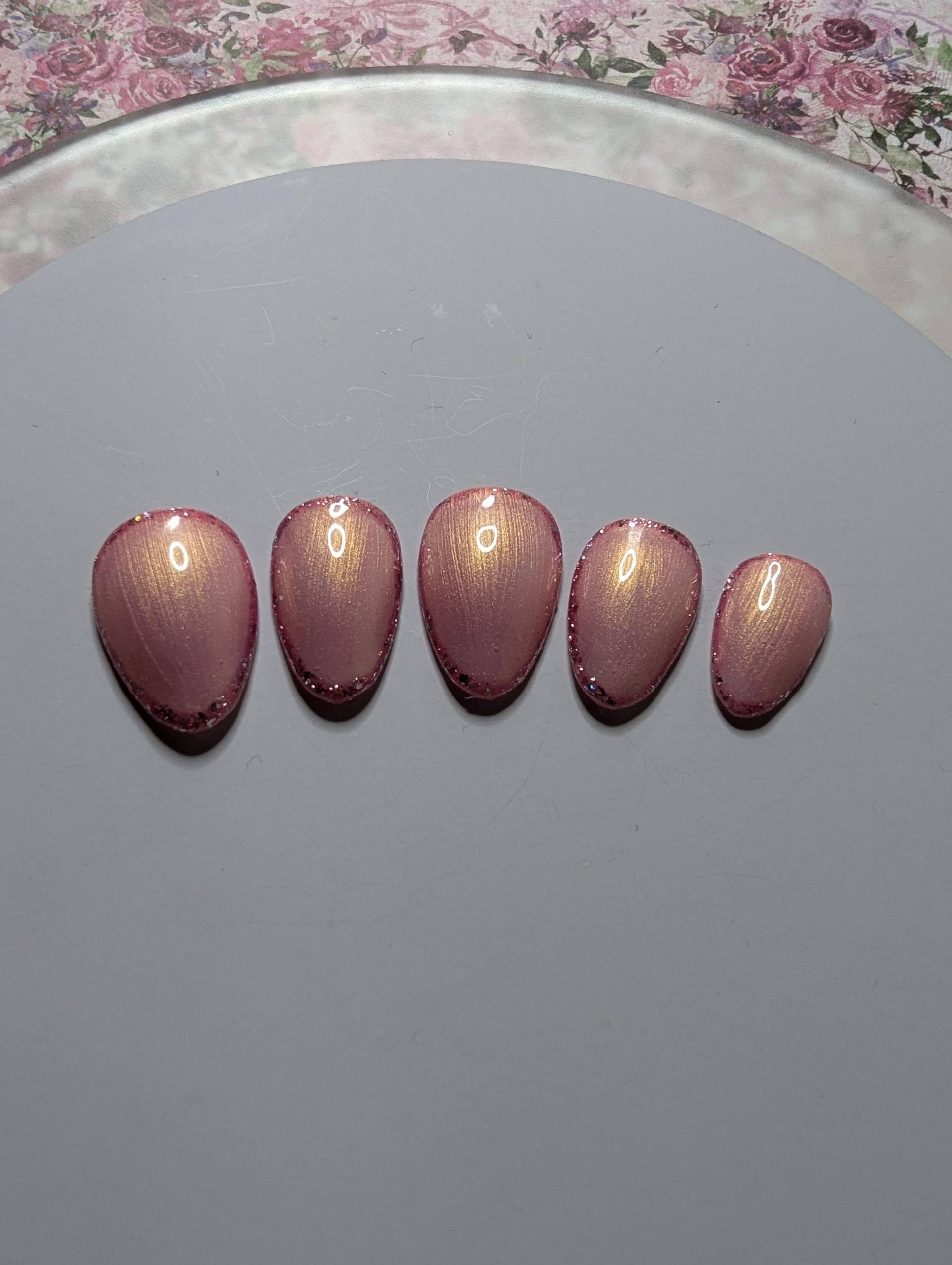 Press On Nails Set/Nägel Gelnägel /Kunstnägel Pastell Rosa Mit Pinkem Rand von NagelUniversum