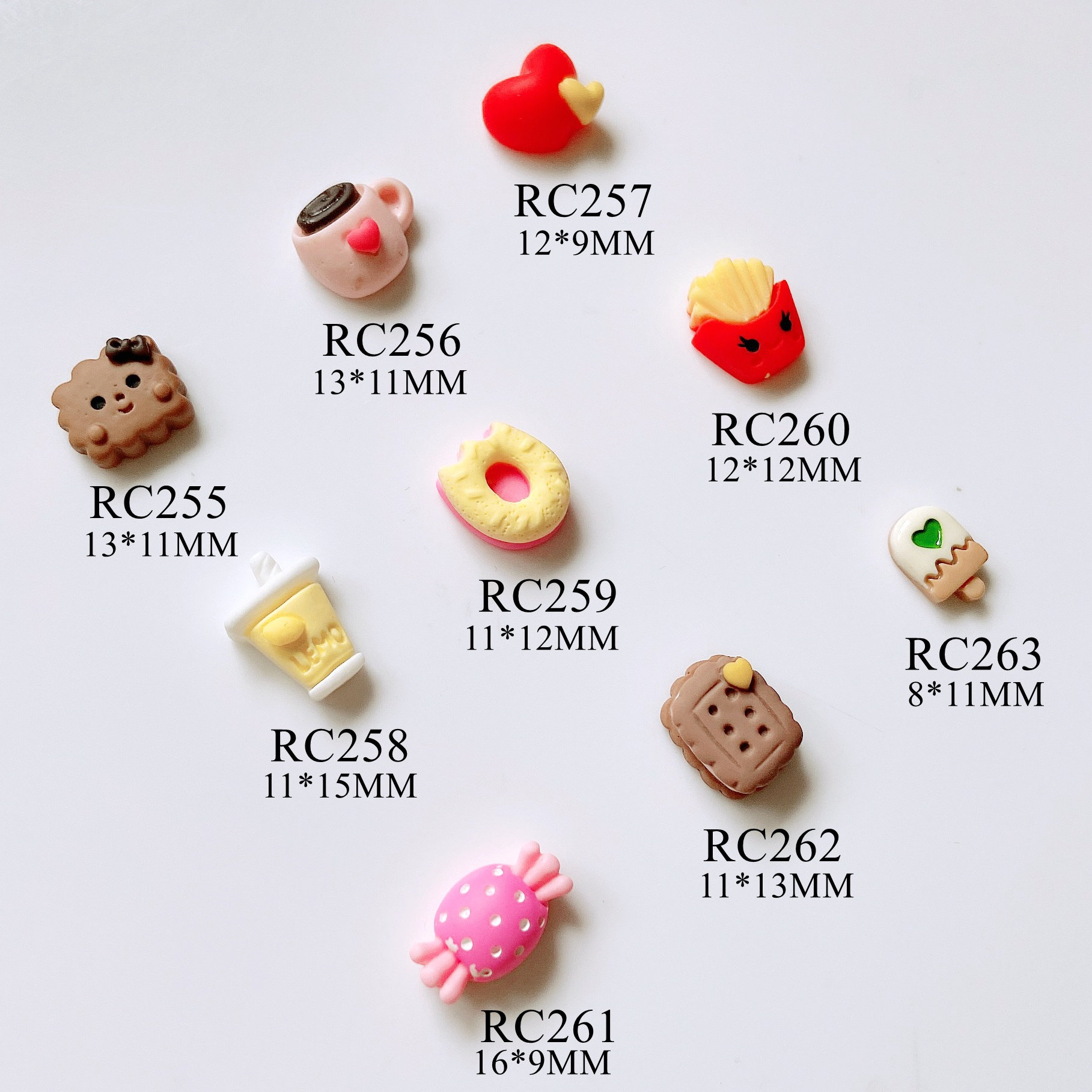 30 Stück/Tasche Cartoon Popsicle Donut Tasse Herz Cookie Deko Resin Nail Art Dekoration Nagel Diy Deco Rc255-263 von NailAngel2019