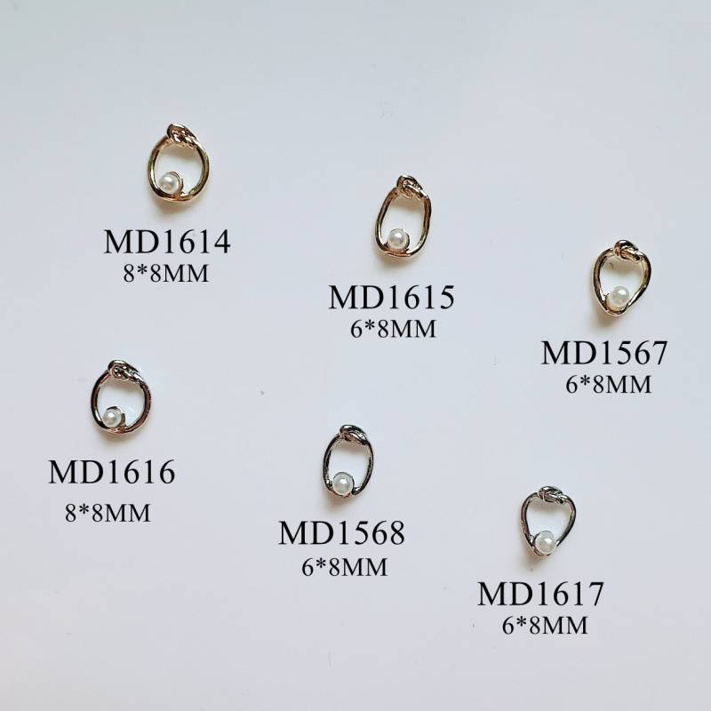 5 Stück Metall 3D Charms Dekoration Kreis Oval Herz Mit Perlen Formen Nail Art Md1614-1617 von NailAngel2019