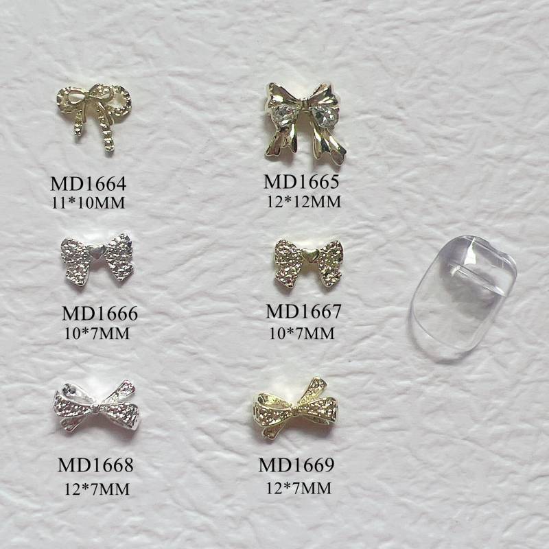 5 Stück Metall 3D Charms Dekoration Schleife Formen Nagelkunst Md1664-1669 von NailAngel2019