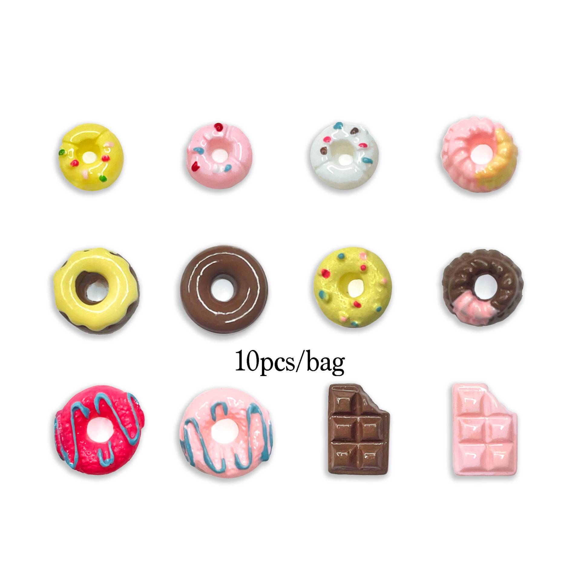 10 Stück Donut Nail Charms | Süßer Streusel Glasiert Choc Rosa Donuts Canelé Schokolade Nagel Cabochons Art Dekoration von NailQueenNYC