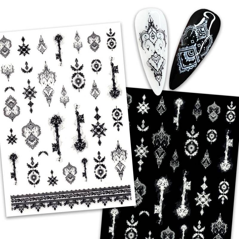 2 Bögen Henna Lace Boho Nail Art Sticker von NailQueenNYC