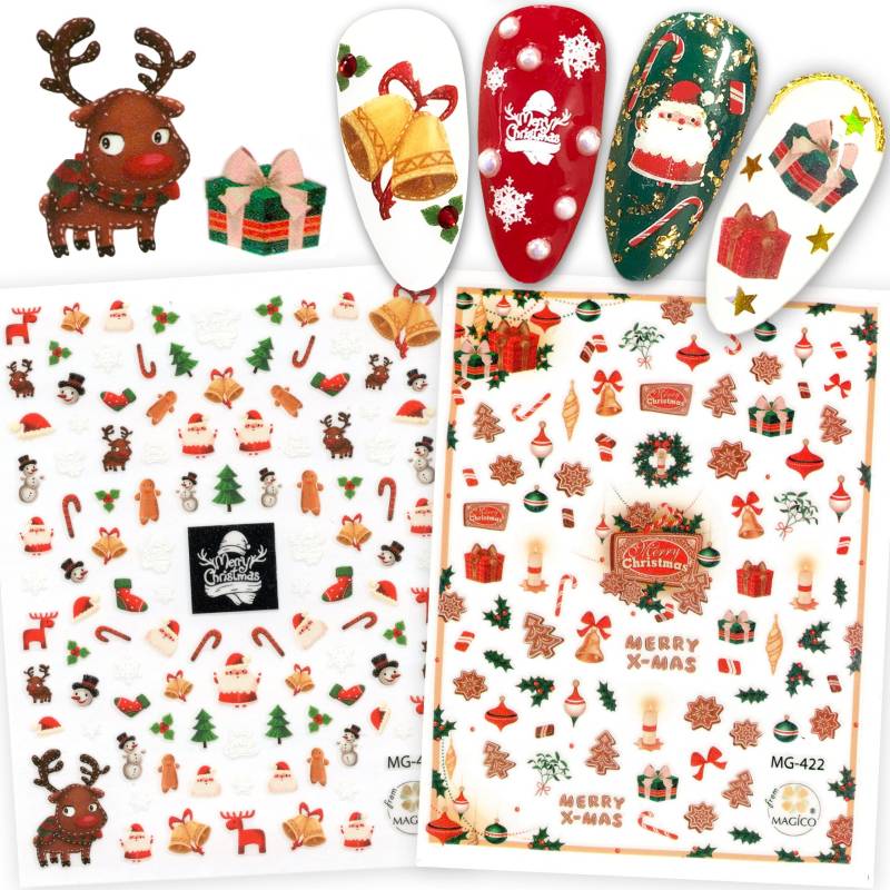 2 Bögen Weihnachts Nail Art Sticker von NailQueenNYC