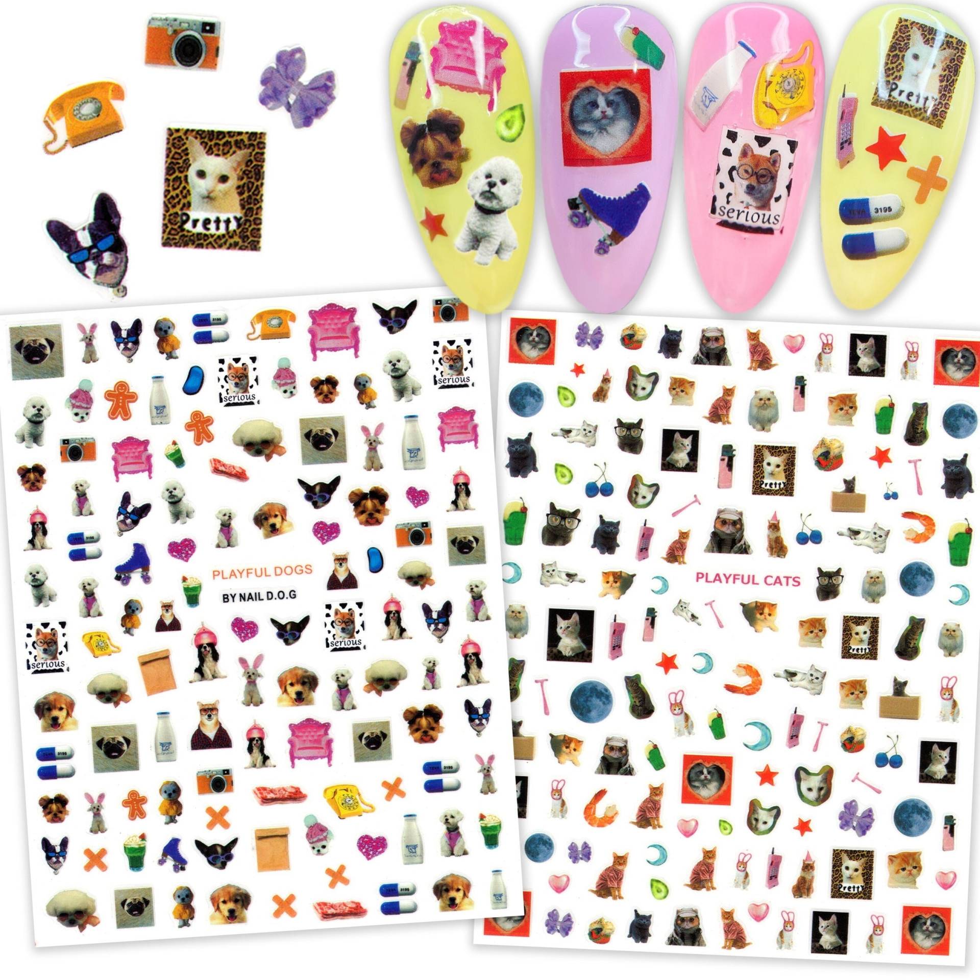 2 Sheets My Lovely Pets On Nails Dog & Cat Nail Sticker | Verspielt Alltag Clip Art Pop Mops Pudel Persisch Selbstklebende Nagel Abziehbilder von NailQueenNYC