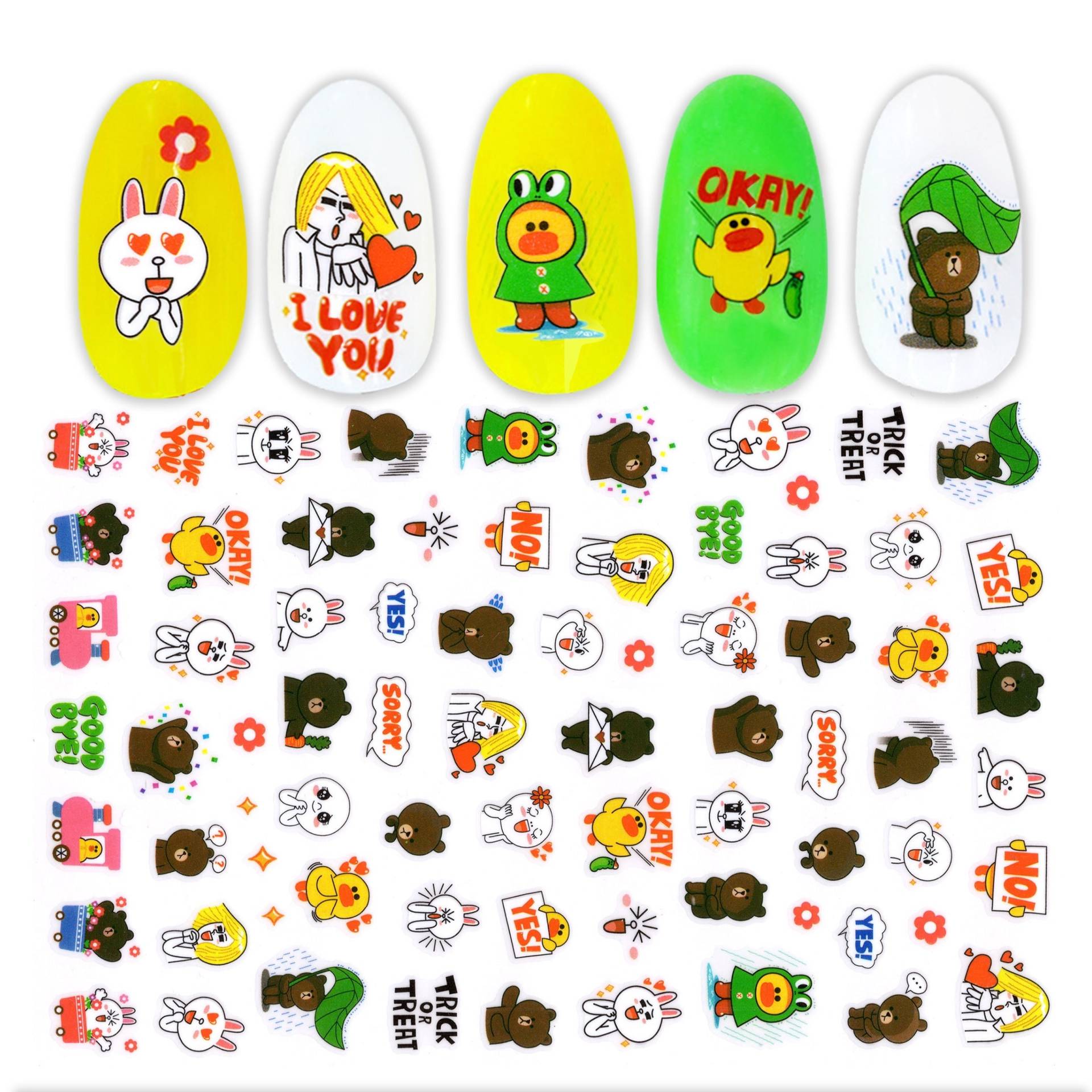 Brown Bear & Friends Cony, Moon Und James Nail Art Sticker von NailQueenNYC