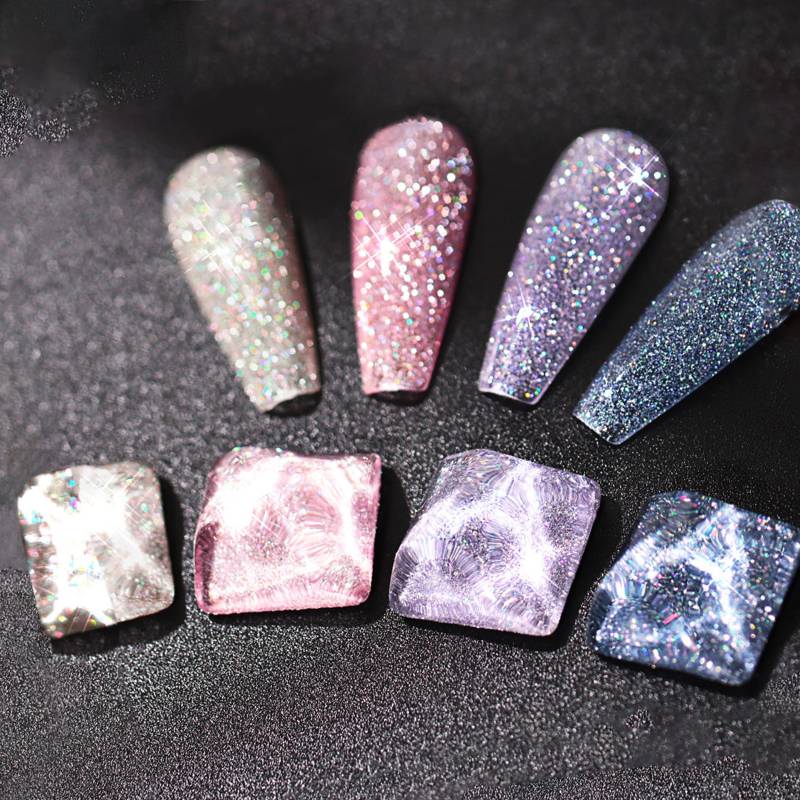 Cinderella's Night Reflective Diamond Set Gel Nagellack 8Ml 4 Farben | Crushed Glitter Soak Off Uv/Led-Gelpolitur von NailQueenNYC