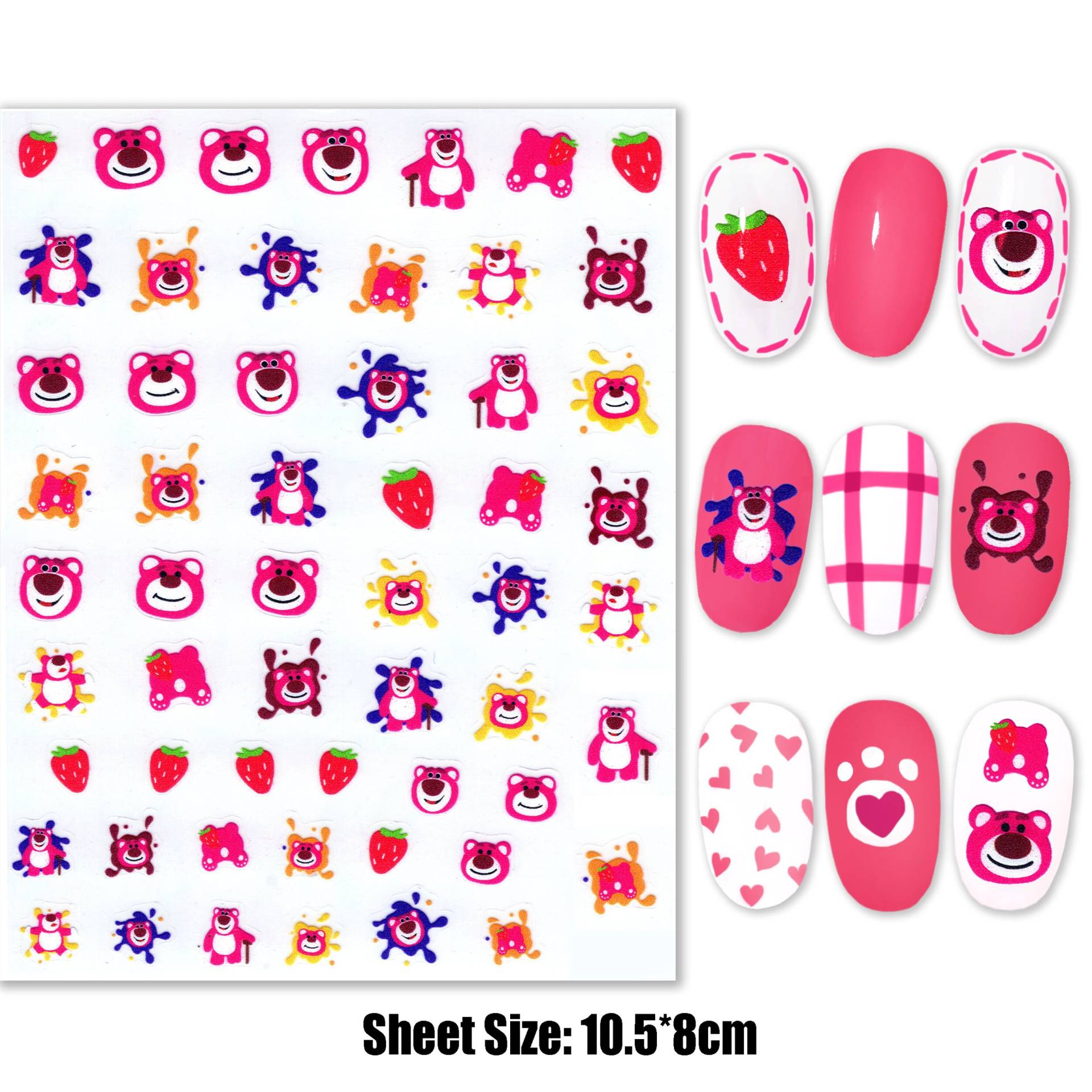 Erdbeer Pink Bear Lotso Nail Art Sticker von NailQueenNYC