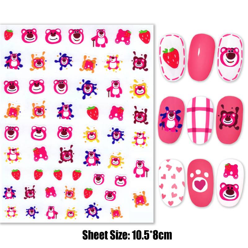 Erdbeer Pink Bear Lotso Nail Art Sticker von NailQueenNYC