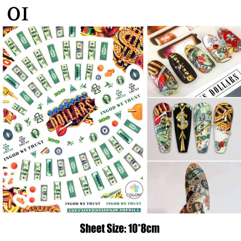 Geld Us Dollar Nail Art Sticker | Kasino Vibes Green Bucks Coins Decals Nagel Dekoration Für Acryl Nägel, Press On, Und Gel Nägel von NailQueenNYC