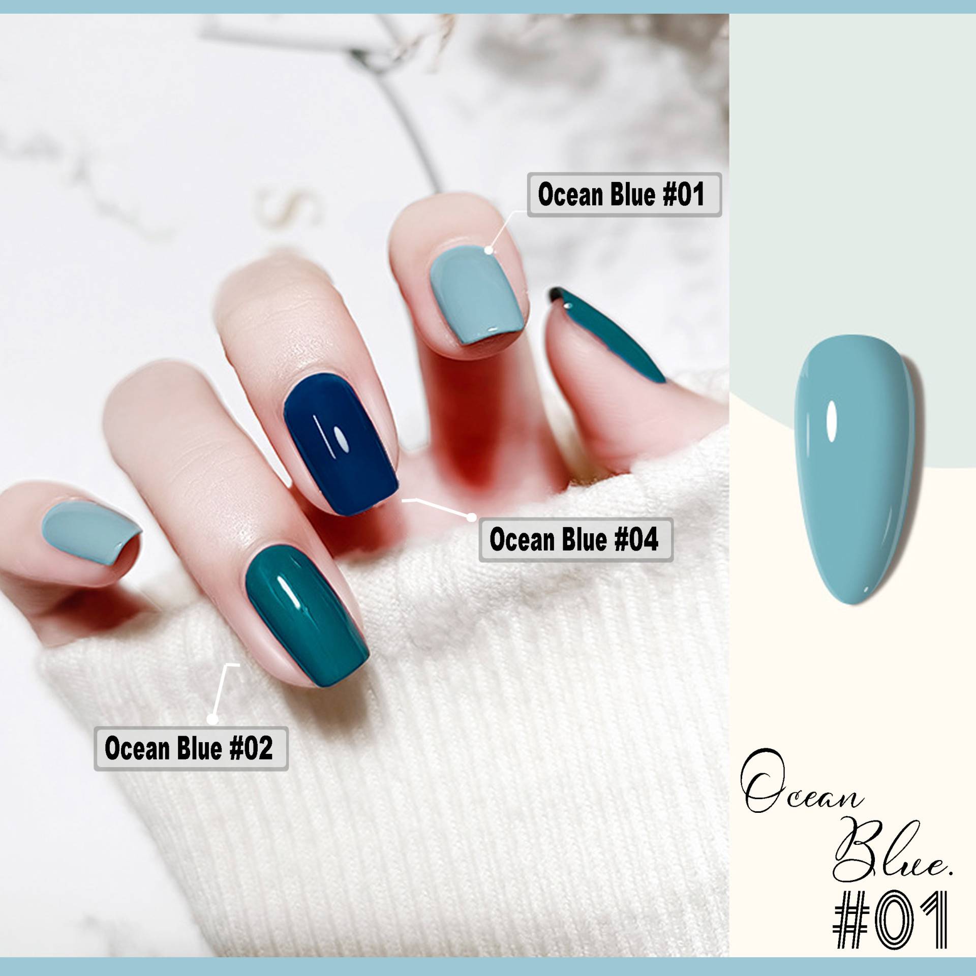 Heller Himmelblau Gel Nagellack 8Ml | Soak Off Uv/Led Gel-Nagellack Aus "Oceanblau Set #02, #03, #04" von NailQueenNYC