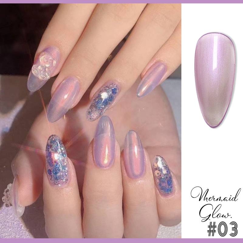 Mauve Rosa Lila Mit Perle/Aurora Schimmer | Flieder Lavendel Orchidee Holographisch Mermaid Glow Uv/Led Gel Nagellack 8Ml -Shade #03 von NailQueenNYC