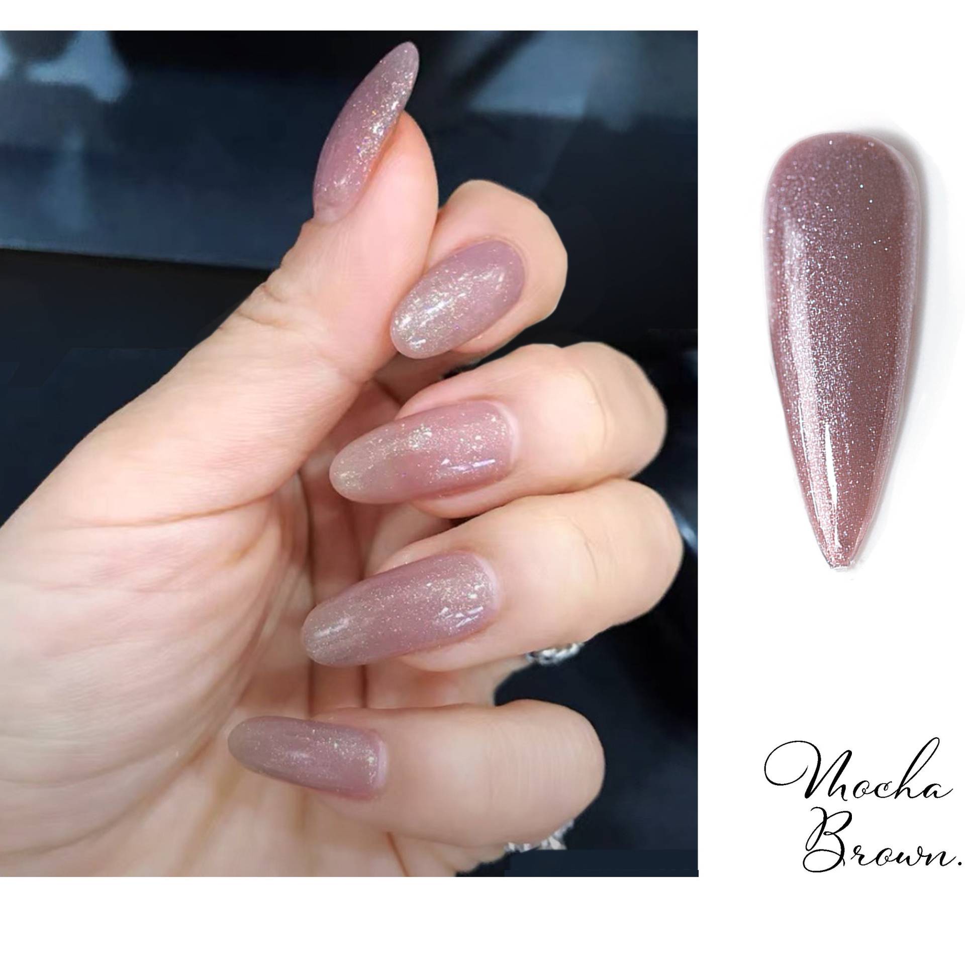 Mocca Braun Schimmerndes Gel Lack 15Ml | Soak Off Uv/Led Gel-Nagellack Weiches Mokka-Braun Mit Glänzenden Perlen-Farbtönen E1-08 von NailQueenNYC