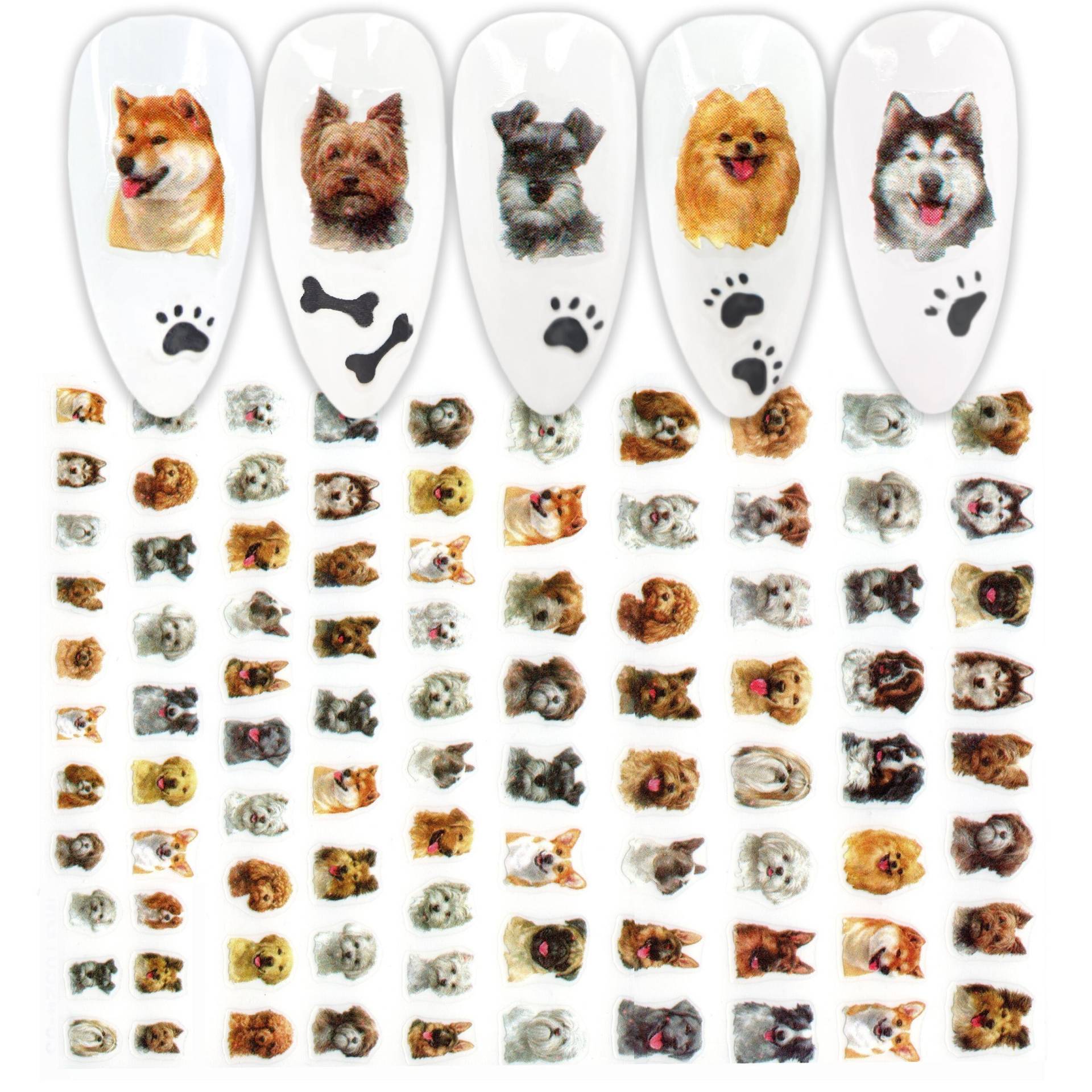 My Cutest Buddy Doggy Nail Art Sticker | Selbstklebende Nagel Aufkleber Corgis Schnauzer Inu Malteser Mops Husky Hundefreunde Design von NailQueenNYC