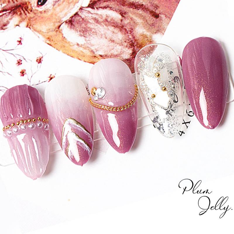 Plum Jelly Gel Lack 15Ml | Soak Off Uv/Led Gel-Nagellack Semi-Sheer Pink Und Violett Mit Perlenschimmer E1-10 von NailQueenNYC