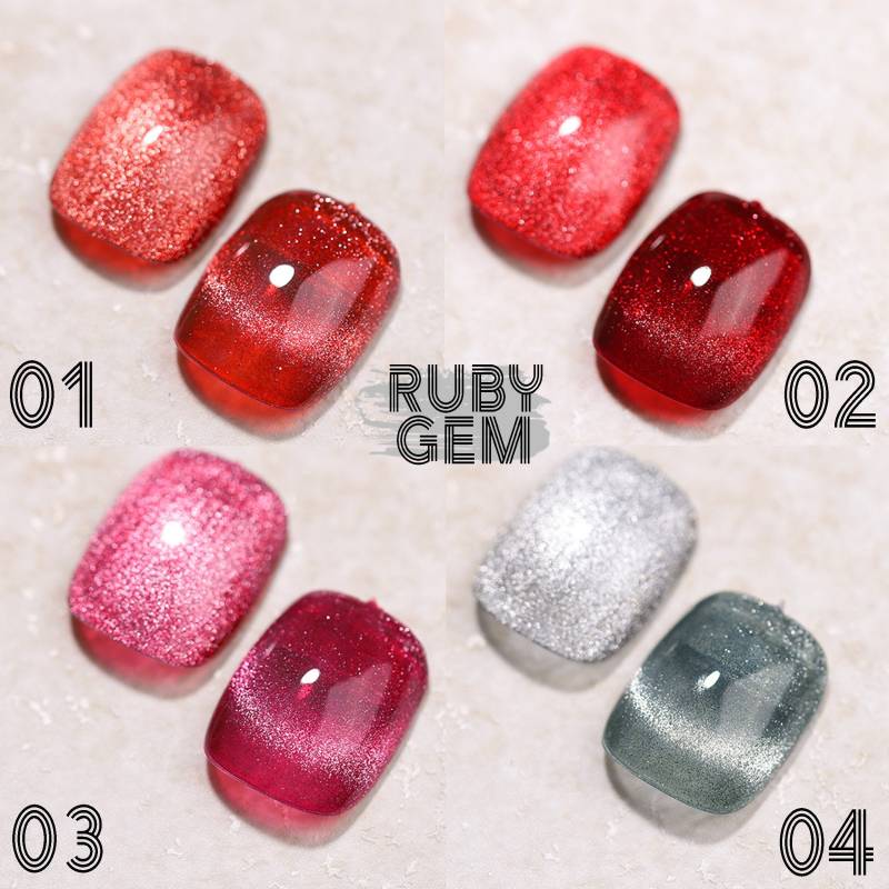 Ruby Gem Set Gel Nagellack 8Ml 4 Farben | Soak Off Uv/Led Gel-Nagellack Roter Diamant Funkelnd Erforderlicher Magnetstift Für Katzenaugen-Effekt von NailQueenNYC