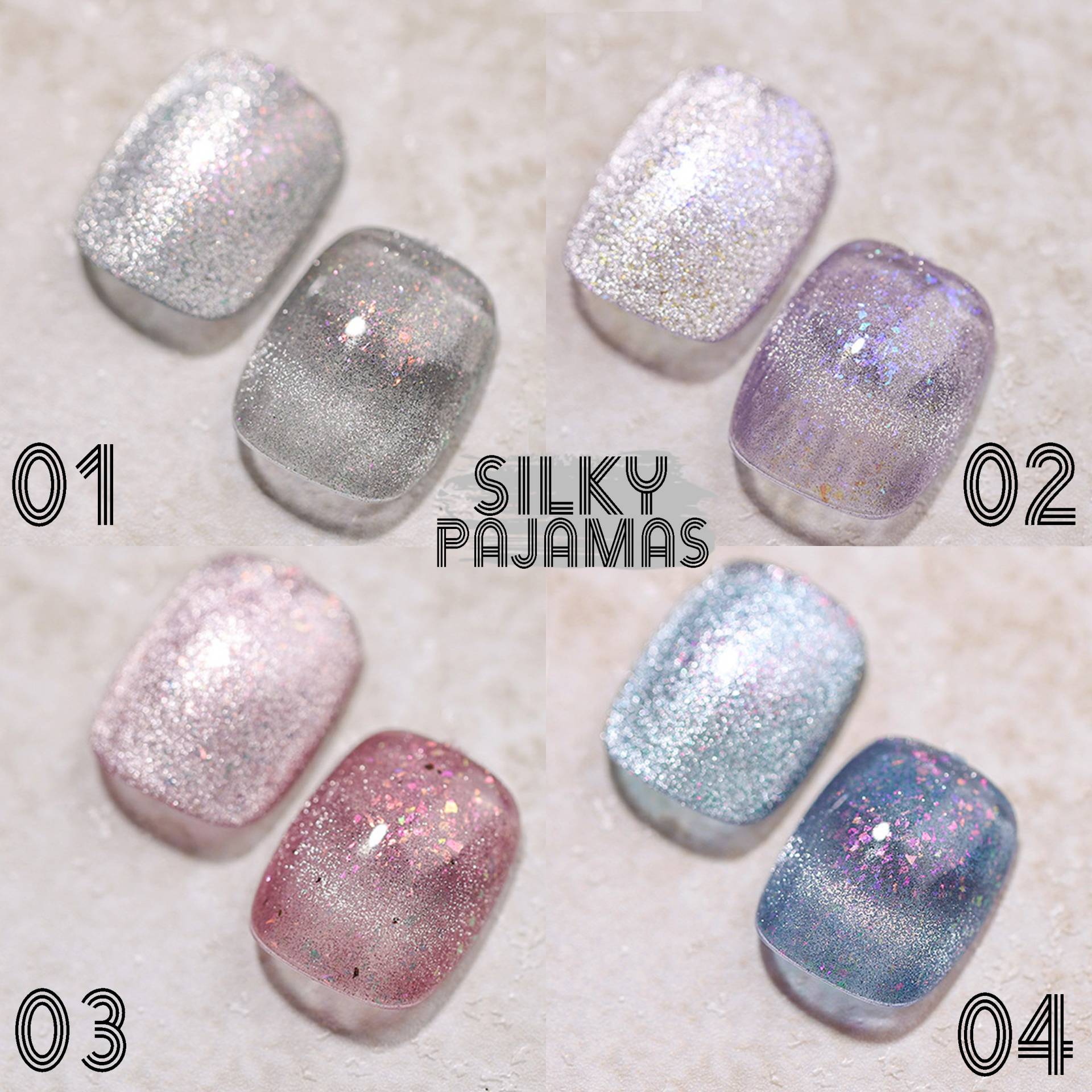 Silky Pajamas Cat Eye Set Gel Nagellack 8Ml 4 Farben | Soak Off Uv/Led Gel-Nagellack Fee Glitzer-Katzenaugen-Effekt Magnetstift Erforderlich von NailQueenNYC