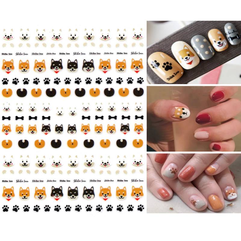 Super Süße Shiba Inu Doggy Pfoten Nail Art Sticker | Selbstklebende Nagel Aufkleber Niedliche Kleine Welpe Corgis Hundepfoten Abziehbilder von NailQueenNYC