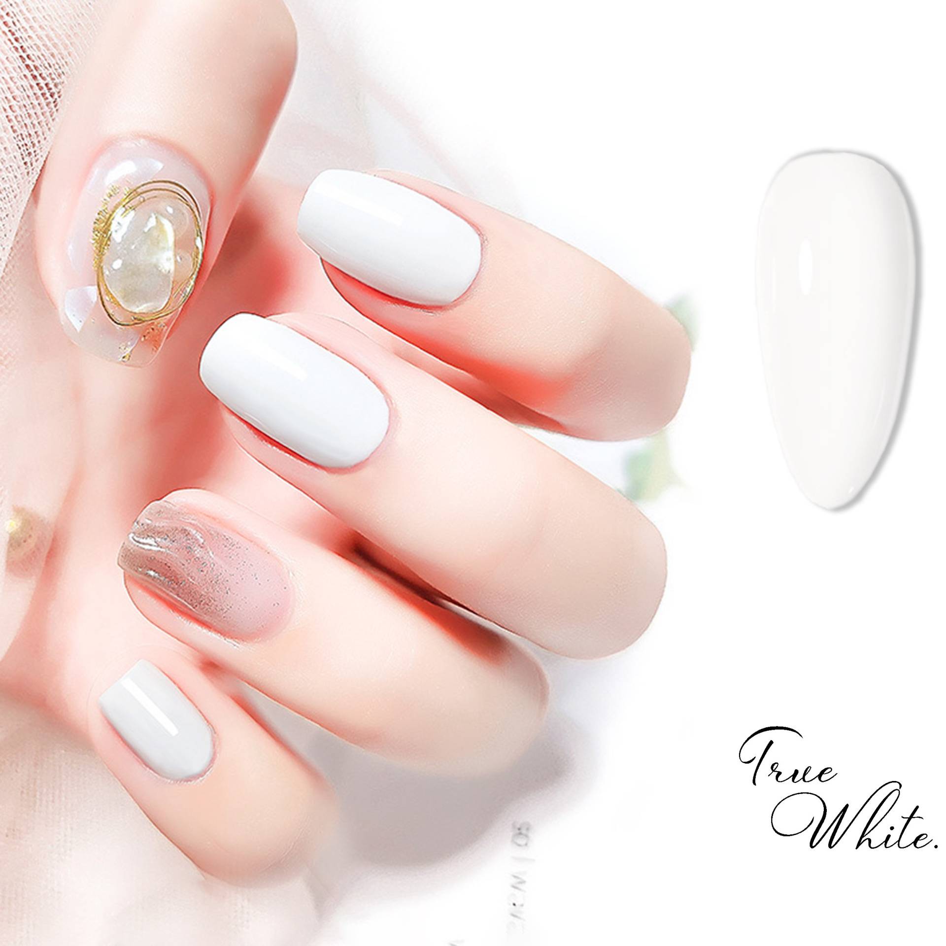 True White Gel Nagellack 8Ml | Soak Off Uv/Led Gel-Nagellack Mattweiße, Glänzende Weiße, Reinweiße Nägel von NailQueenNYC