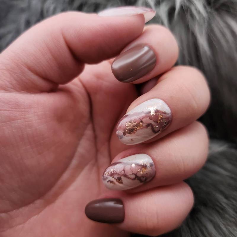 Press On Nails Gelnägel Künstliche Nägel Acrylnägel Handgemalt Coffee Marble Marmor von NaildITbyValentina