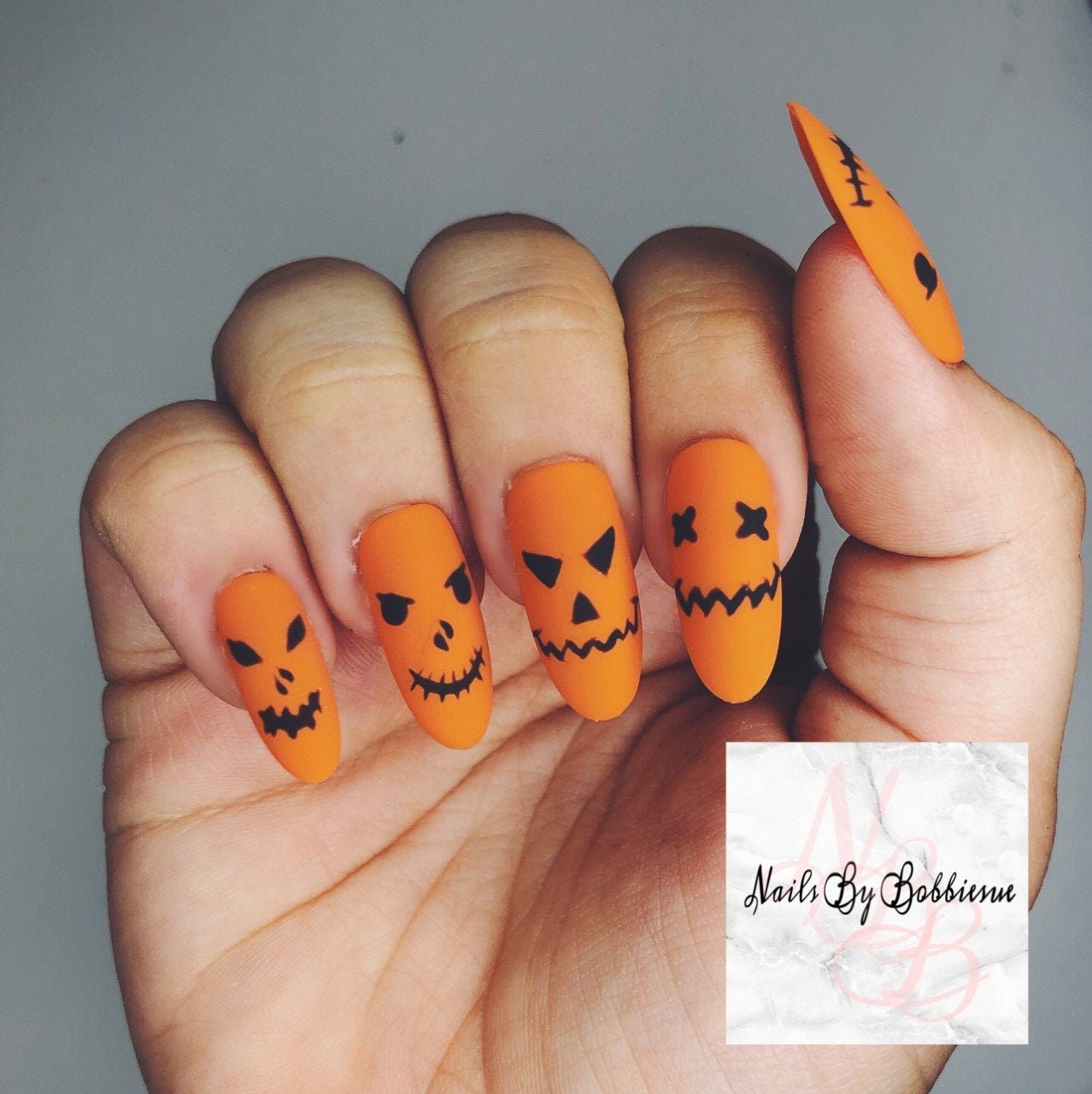 Halloween/Kürbis Press On Nägel Künstliche Wiederverwendbare Selbstgemachte von NailsByBobbiesue