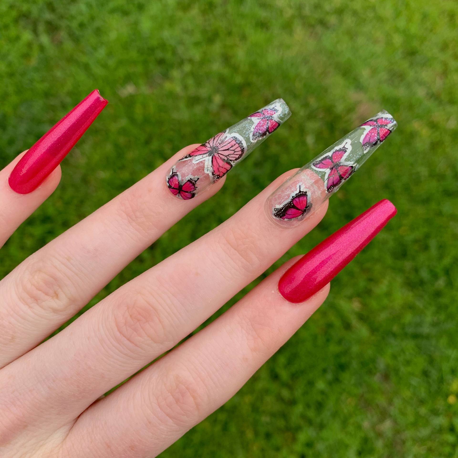 Mariposa Pinkdrücken Sie Auf Nägelstick Nägelwiederverwendbare Nägelschmetterling Drücken Nägelchrom Nägelmint Nägelfalsche Nägelfoliennägel von NailsbyDeAnza