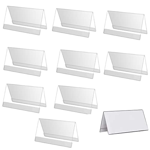 10 StückPreisschild Hinweisschild Dachform,Tischaufsteller Schräg Visitenkarten-Display für Büro Shop Supermarkt Werbeaktionen Restaurants Transparent(9x6 cm) von Naisfei