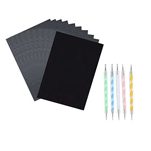 200 Blätter Carbon Transferpapier,Kohlepapier, A4 Graphitpapier Transferpapier, Carbon Papier Pauspapier und Kopierpapiere mit 5 Pcs Embossing Stylus,Zubehör für Stoff-Tattoo-Schablonenkopien von Naisfei