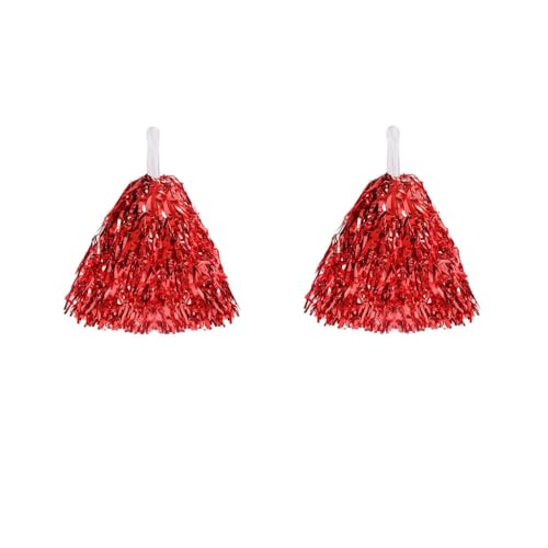 Naisfei Cheerleader Pompons,2 Stück Cheerleading Captain Pompons für Den Sport Pom Poms Cheerleading, Pom Poms aus Metallfolie,für Sportveranstaltungen, Tanzen,Junggesellinnenabschied (Rot) von Naisfei