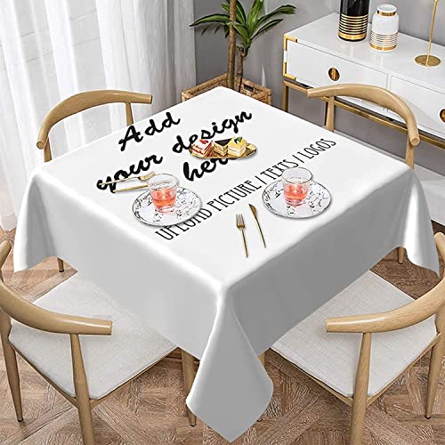 Personalisierte Tischdecke mit Logo-Bild, doppelseitige wasserdichte und wärmeisolierende Tischdecken, individuelle Tischdecke für geschäftliche Hochzeitsfeiern, 54x54 Zoll von Naispanda