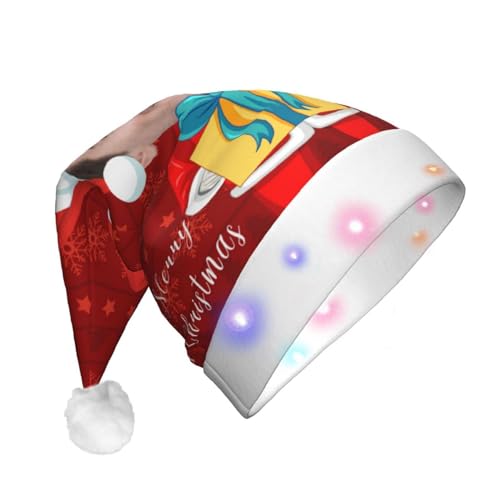 Personalisierte Weihnachtsmannmütze für Erwachsene mit LED-Licht, personalisierbare Weihnachtsmütze, Unisex, klassische Weihnachtsmannmütze aus Samt für Weihnachten, Neujahrsparty, Kopfbedeckung von Naispanda