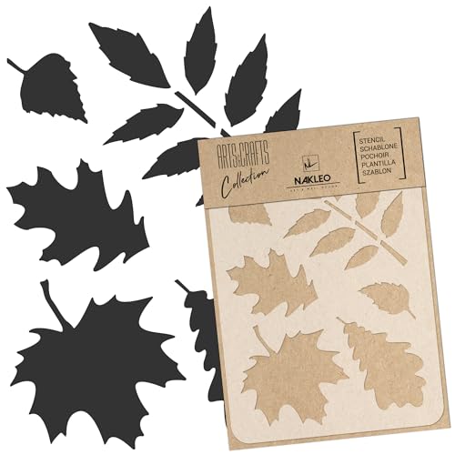 NAKLEO DIY Wiederverwendbare Kunststoff-Schablone - Herbst Blätter Natur - Kunst Handwerk Wand Malerei Muster Vorlage Scrapbooking Decoupage - Stoff Möbel Holz (15x21cm) von Nakleo