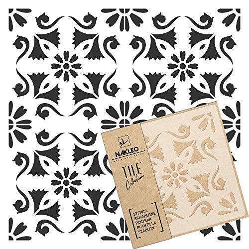 NAKLEO Fliesen Schablone zum Malen 20x20 cm, Escalos Spanische Maurische Blume Marokkanisch, Kunststoff Wiederverwendbare Bodenschablone DIY, Holz Möbel Wand Dekoration - Terrakotta NAKLEO Fliesen Schablone zum Malen 20x20 cm, Escalos Spanische Maurische Blume Marokkanisch, Kunststoff Wiederverwendbare Bodenschablone DIY, Holz Möbel Wand Dekoration - Terrakotta von Nakleo