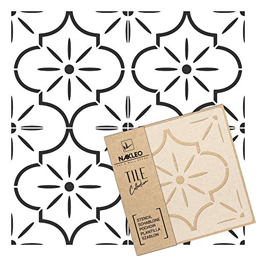 NAKLEO Fliesen Schablone zum Malen 45x45 cm, Lucca Spanische Maurische Blume Marokkanisch, Kunststoff Wiederverwendbare Große Bodenschablone DIY, Holz Möbel Wand Dekoration - Terrakotta NAKLEO Fliesen Schablone zum Malen 45x45 cm, Lucca Spanische Maurische Blume Marokkanisch, Kunststoff Wiederverwendbare Große Bodenschablone DIY, Holz Möbel Wand Dekoration - Terrakotta von Nakleo
