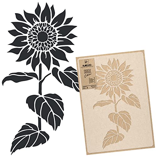 NAKLEO Große Malschablonen 59x95 cm, Sonnenblume Blatt Natur Muster, Wiederverwendbare Kunststoff Wandschablone DIY Handwerk, Holz Möbel Boden Stoff von Nakleo