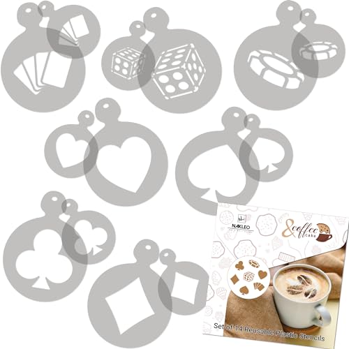 NAKLEO Kaffee Kekse Dekoration Wiederverwendbar Plastik Backen Schablone - 7x7cm und 11x11cm - Karte Spiele Würfel - Kunst Basteln DIY Plätzchen Gebäck Biskuits Kuchen Glasur Küche Zuckerguss von Nakleo