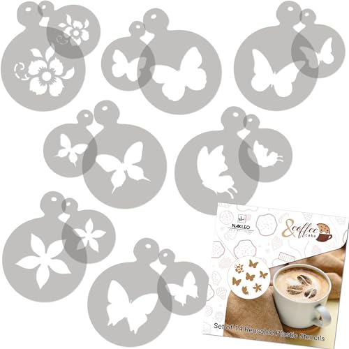 NAKLEO Kaffee Kekse Dekoration Wiederverwendbar Plastik Backen Schablone - 7x7cm und 11x11cm - Schmetterlinge Flügel Tiere - Kunst Basteln DIY Plätzchen Gebäck Biskuits Kuchen Glasur Küche Zuckerguss von Nakleo