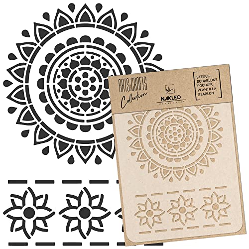 NAKLEO Malschablone für Handwerk A3 30x42cm, Orientalische Mandala Ornament Muster, Wiederverwendbare Kunststoff DIY & Scrapbooking Zeichenschablone, Decoupage Kunst Vorlage, Wand Stoff Möbel Holz von Nakleo