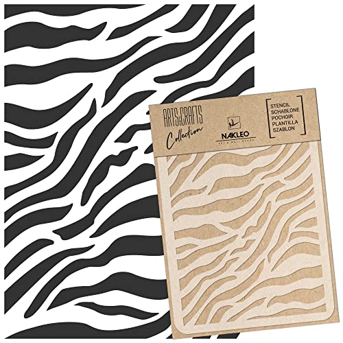 NAKLEO Malschablone für Handwerk A3 30x42cm, Zebra Haut Tier Savanne Muster, Wiederverwendbare Kunststoff DIY & Scrapbooking Zeichenschablone, Decoupage Kunst Vorlage, Wand Stoff Möbel Holz von Nakleo