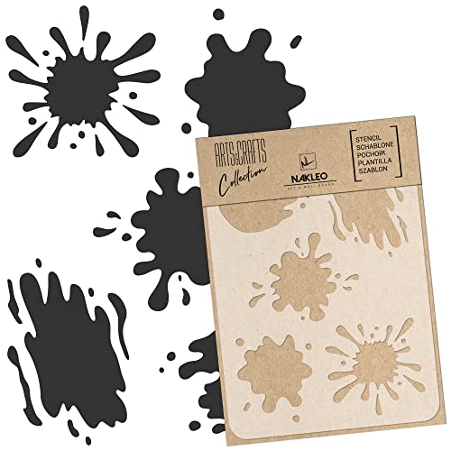 NAKLEO Malschablone für Handwerk A5 15x21cm, Fleck Klecks Spritzer Muster, Wiederverwendbare Kunststoff DIY & Scrapbooking Zeichenschablone, Decoupage Kunst Vorlage, Wand Stoff Möbel Holz NAKLEO Malschablone für Handwerk A5 15x21cm, Fleck Klecks Spritzer Muster, Wiederverwendbare Kunststoff DIY & Scrapbooking Zeichenschablone, Decoupage Kunst Vorlage, Wand Stoff Möbel Holz von Nakleo