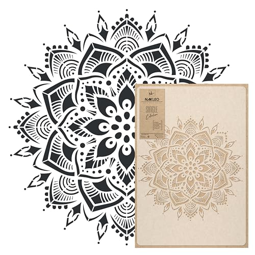 NAKLEO Mandala Große Malschablonen, Durchmesser 57 cm, Blume Mandala Schablone, Wiederverwendbare Kunststoff Wandschablone DIY, geometrische Mandala-Muster für Malerei Wand Boden Holz Stoff Möbel von Nakleo