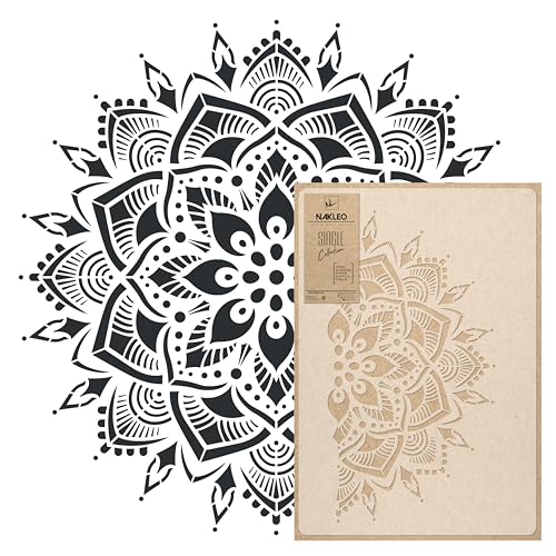 NAKLEO Mandala Große Malschablonen, Durchmesser 89 cm, Blume Mandala Schablone, Wiederverwendbare Kunststoff Wandschablone DIY, geometrische Mandala-Muster für Malerei Wand Boden Holz Stoff Möbel von Nakleo