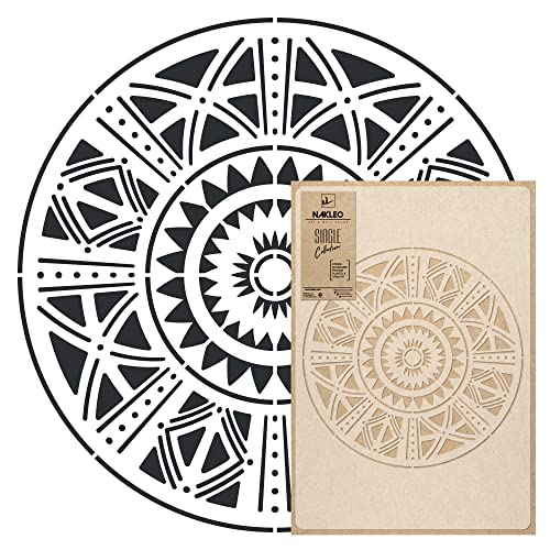 NAKLEO Mandala Große Malschablonen Durchmesser 39 cm - S, Afrikanisches Ethnisches Kreis Geometrisches Ornament, Wiederverwendbare Kunststoff Wandschablone DIY Handwerk, Holz Möbel Boden Stoff von Nakleo